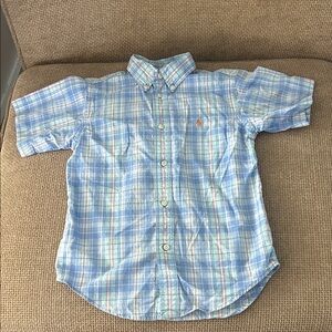Ralph Lauren Blue Plaid Short-Sleeve Button-Down Shirt Boys 6 Easter Summer